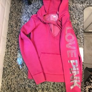Bling V neck PInk Victoria’s Secret hoodie